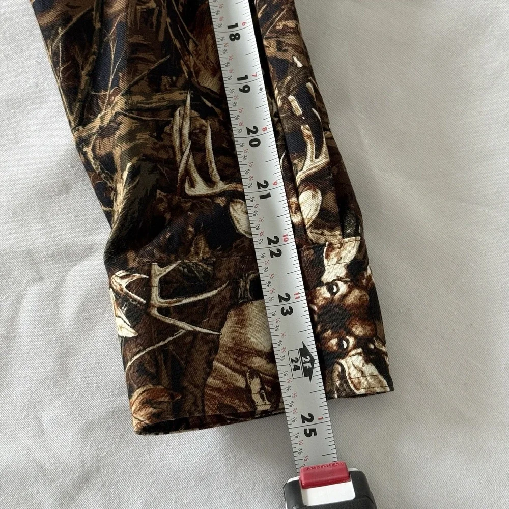 RedHead Camo Deer Print Long Sleeve Button Down Large Outdoor Whitetail Hunting